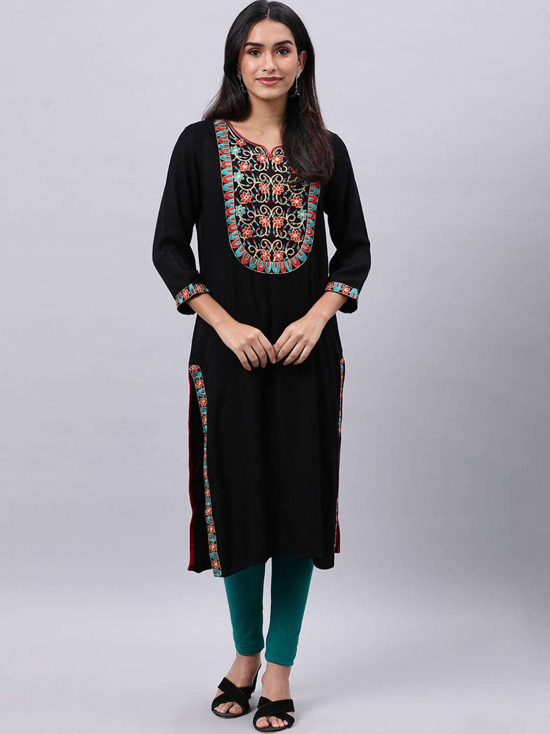 Souchii Women Ethnic Motifs Yoke Design Mirror Work Beautiful Kurta - Distacart