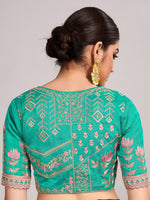 Thumbnail for Mitera Lavender & Blue Ethnic Motifs Woven Design Zari Silk Blend Banarasi Saree - Distacart