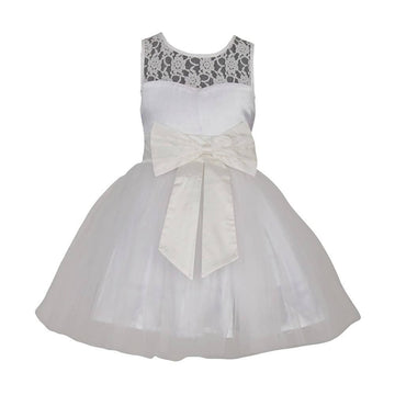 Asmaani Baby Girl Half White Color Satin Knee Length Frock (AS-DRESS_22026) - Distacart
