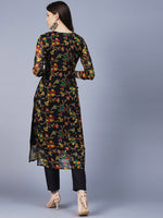 Thumbnail for Kalini Women Floral Printed Georgette Chikankari Embroidery Kurti - Distacart