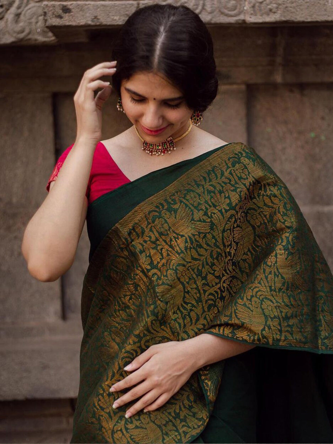 Kalini Ethnic Motifs Zari Banarasi Silk Saree - Distacart
