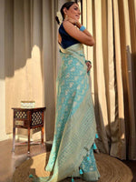 Thumbnail for Kalini Ethnic Motif Woven Design Zari Saree - Distacart