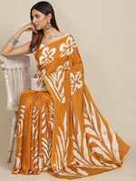 Thumbnail for Tikhi Imli Mustard & White Floral Print Satin Saree - Distacart