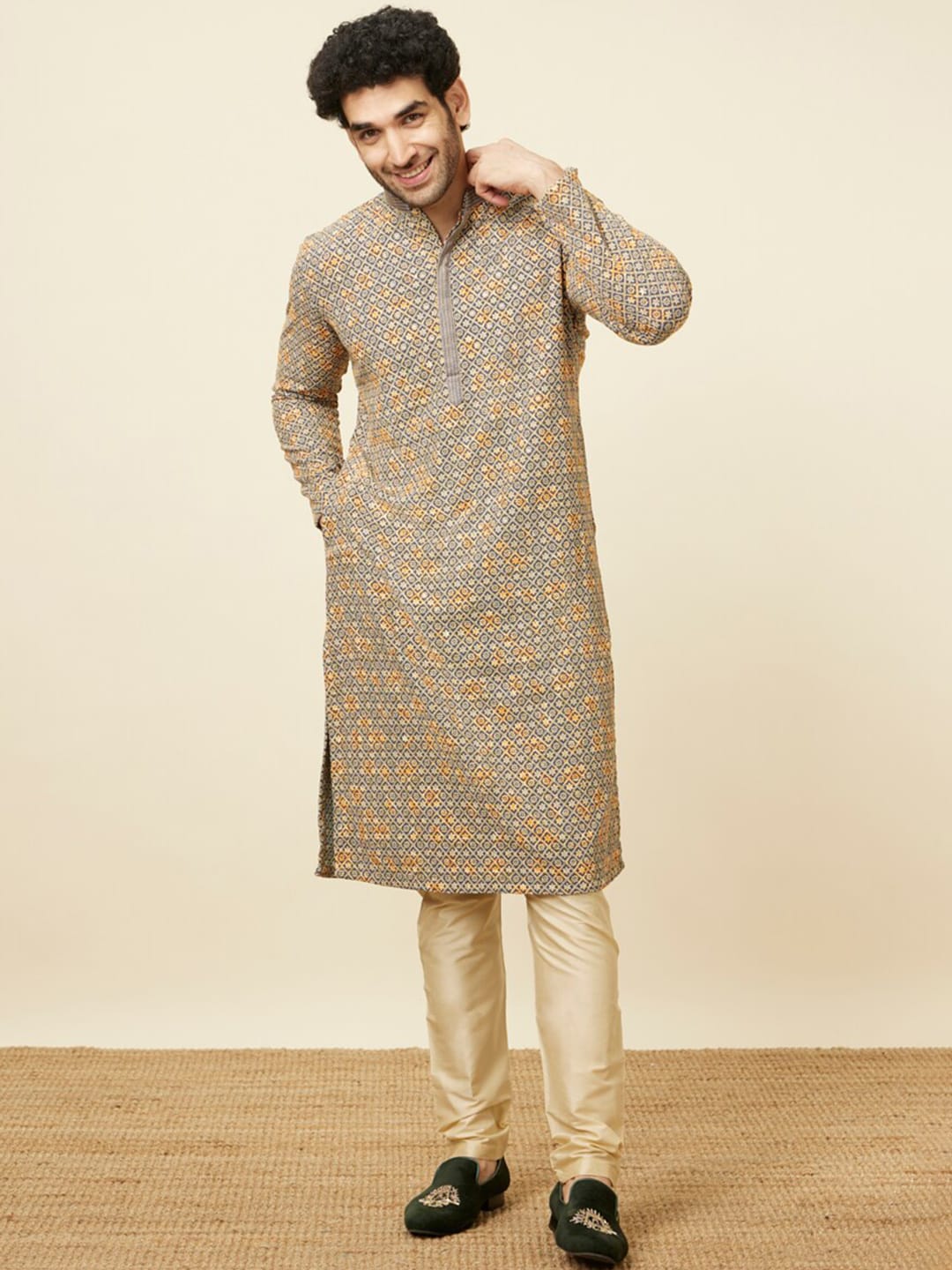 Manyavar Ethnic Motifs Embroidered Regular Kurta With Churidar - Distacart