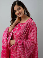 Thumbnail for Kalini Women Pink Gotta Patti Pure Cotton Kurta with Trousers & Dupatta - Distacart
