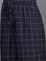 Thumbnail for Biba Women Navy Blue & Beige Layered Pure Cotton Kurta with Trousers - Distacart