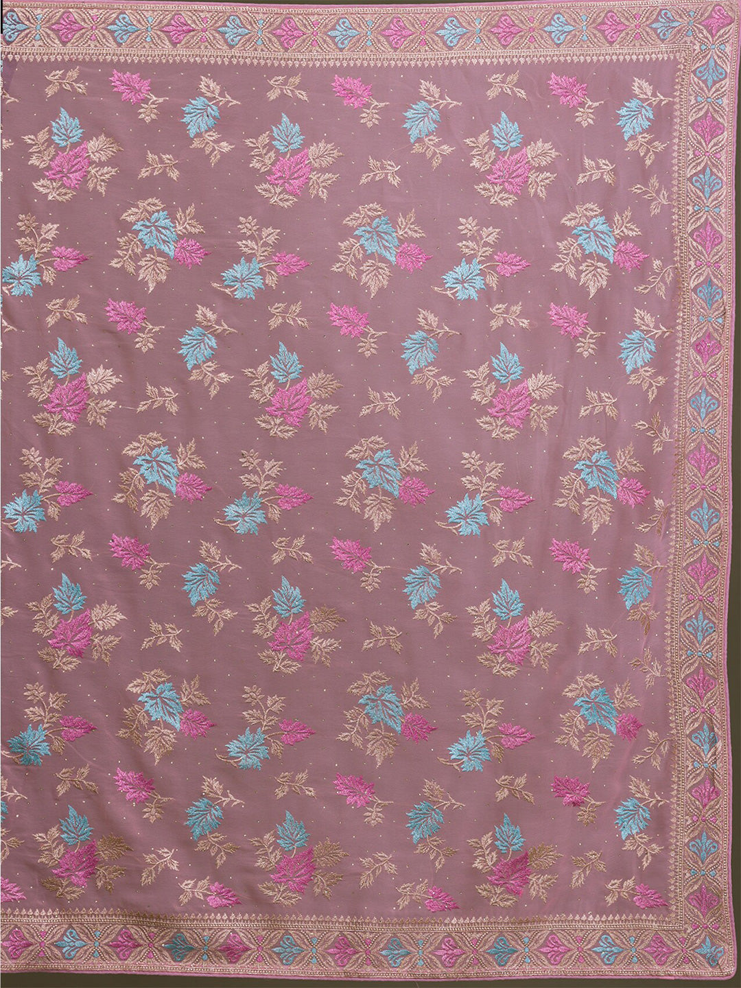 Koskii Floral Embroidered Saree - Distacart