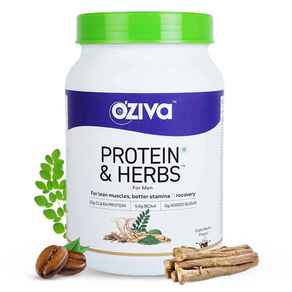OZiva Protein & Herbs for Men Café Mocha 31 serving 