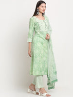 Thumbnail for Kalini Women Green Ethnic Motifs Printed Mirror Work Pure Cotton Kurta with Trousers & With Dupatta - Distacart