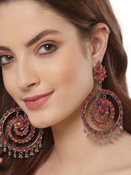 Shining Diva Multicoloured Oxidised Contemporary Drop Earrings - Distacart