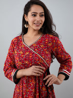 Thumbnail for Kalini Women Red Ethnic Motifs Printed Gotta Patti Cotton Anarkali Kurta - Distacart