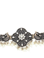 Thumbnail for Cardinal Silver-Toned Black Colored Oxidized Choker Jewellery Set - Distacart