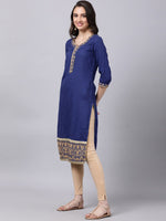 Thumbnail for Souchii Women Blue Yoke Design Thread Work Grandeur & Majestic Artwork Kurta - Distacart