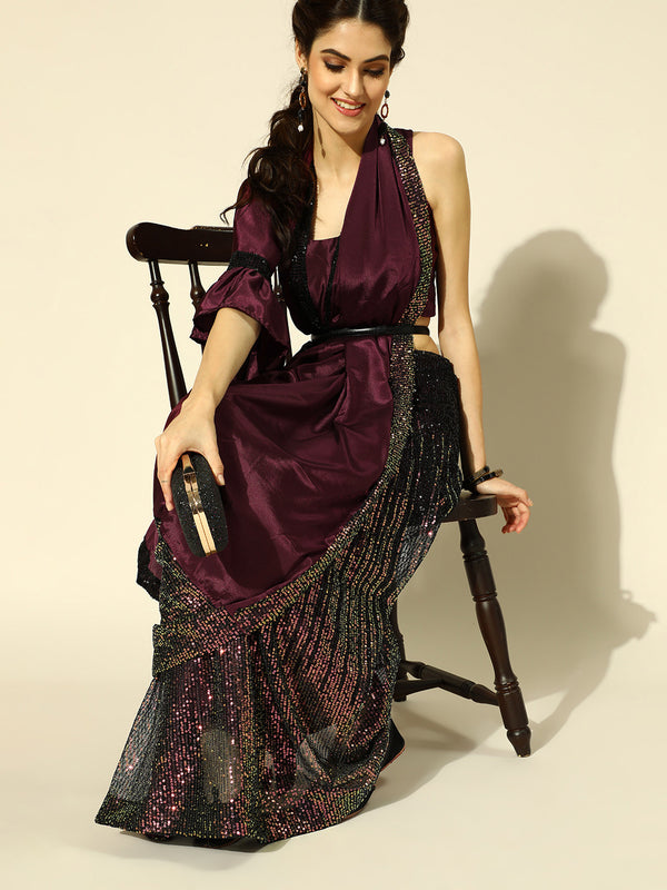 Tikhi Imli Embellished Poly Crepe Saree with Embellished Border - Distacart