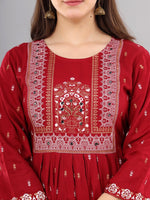 Thumbnail for Kalini Women Maroon Ethnic Motifs Kurta - Distacart