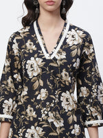 Thumbnail for Biba Women Black Ethnic Motifs Printed Straight Pure Cotton Kurta with Salwar - Distacart