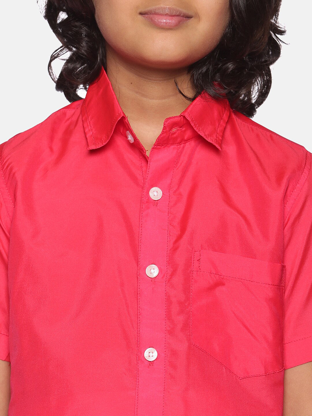 Sethukrishna Boys Rose & White Shirt & Dhoti - Distacart