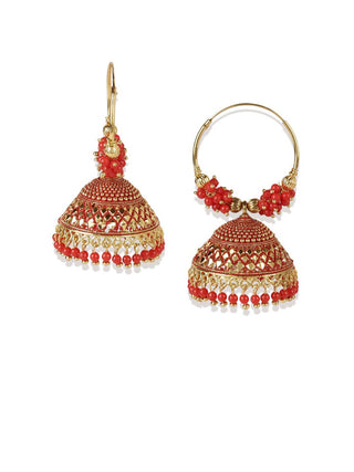 Gold-Plated Alloy Hoop And Jhumki Earrings - The Pari - Distacart