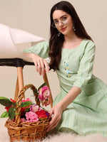 Thumbnail for Kalini Women Woven Striped Thread Work Kurta with Trousers - Distacart