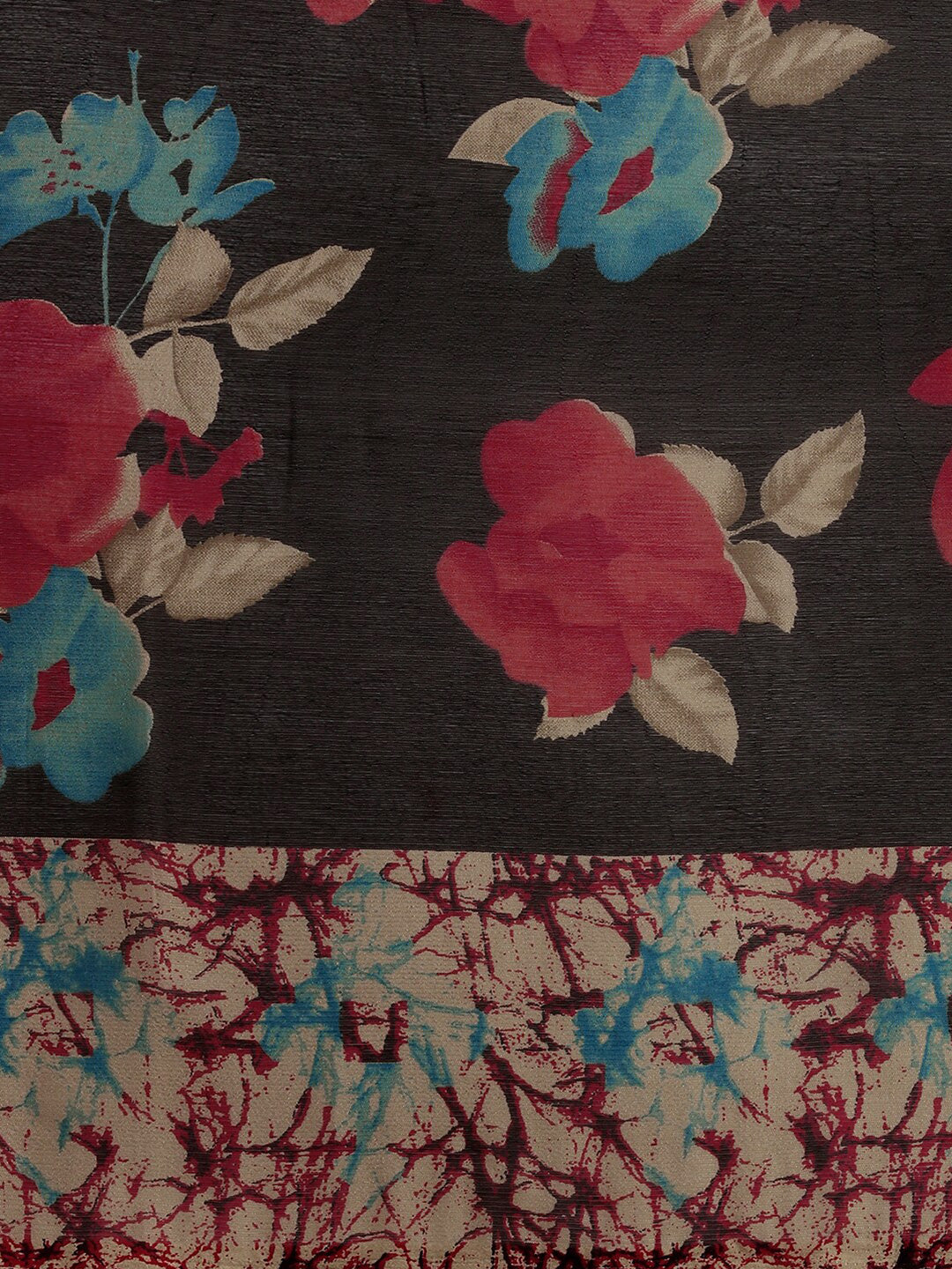 Kalini Black & Red Floral Printed Saree - Distacart