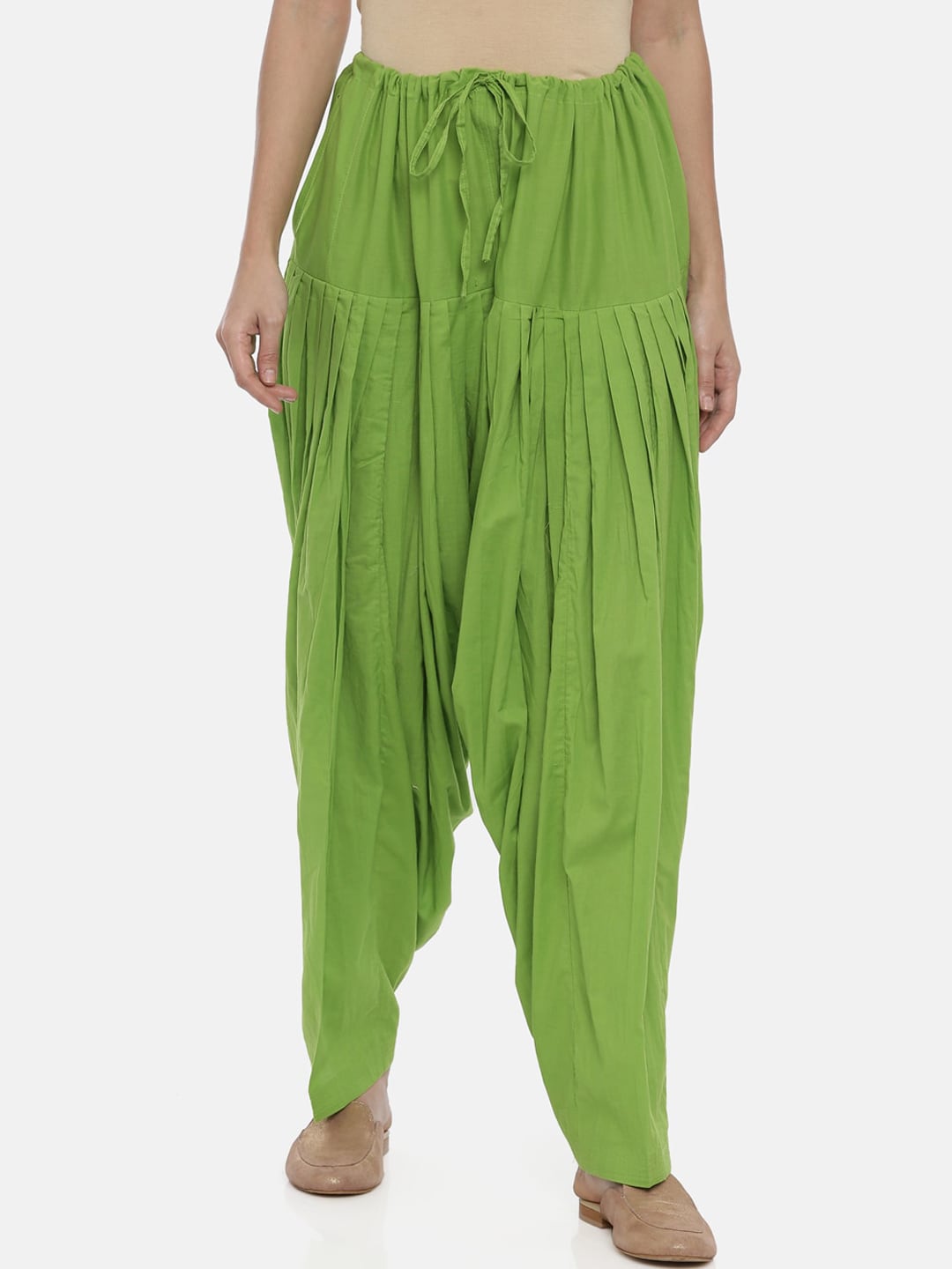 Souchii Lime Green Solid Loose-Fit Patiala - Distacart
