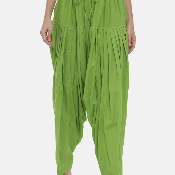 Souchii Lime Green Solid Loose-Fit Patiala - Distacart