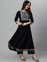 Thumbnail for Khushal K Ethnic Motifs Yoke Design Zari Sequined Anarkali Kurta with Palazzos & Dupatta - Distacart