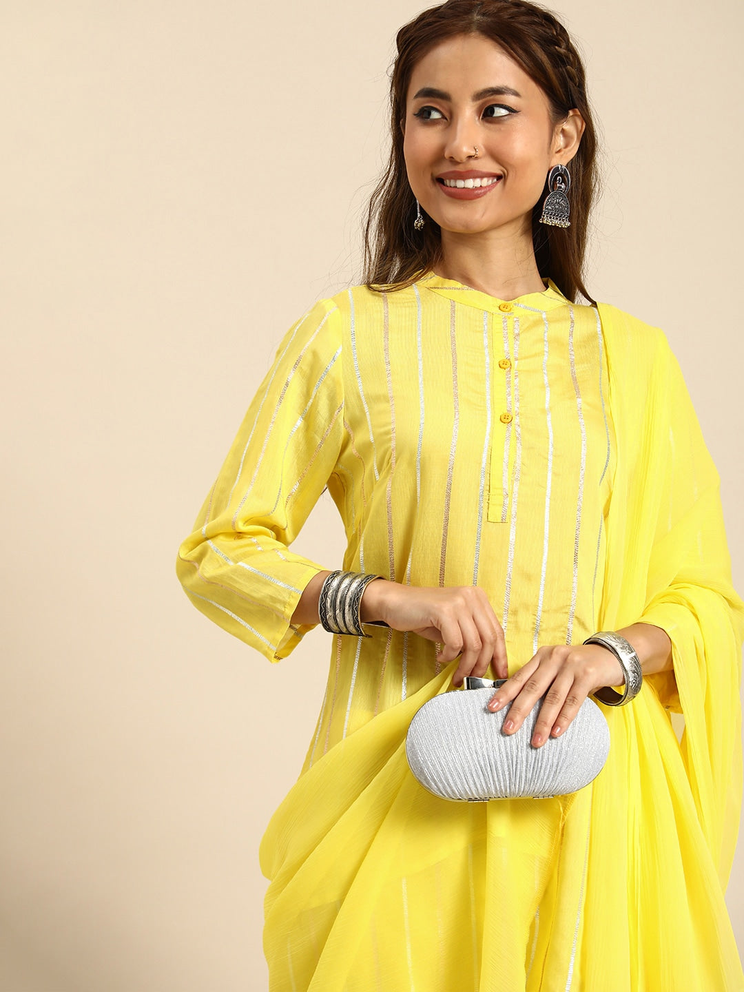 Sangria Women Chanderi Silk Kurta With Salwar & With Dupatta - Distacart