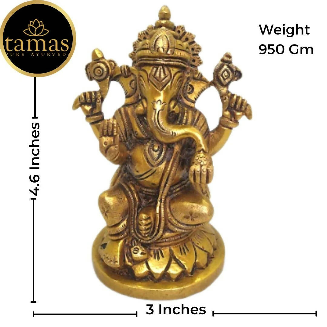 Tamas Brass Lord Ganesha Idol for Home & Office Temple (Golden) - Distacart