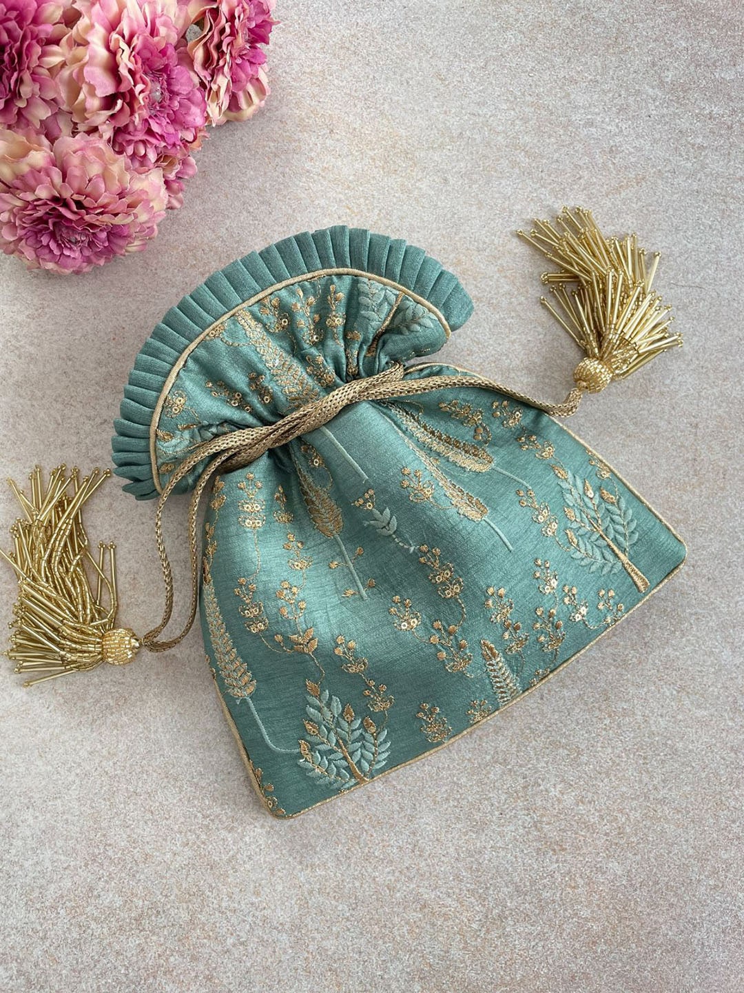 Amyra Embroidered Fabric Potli Clutches - Distacart