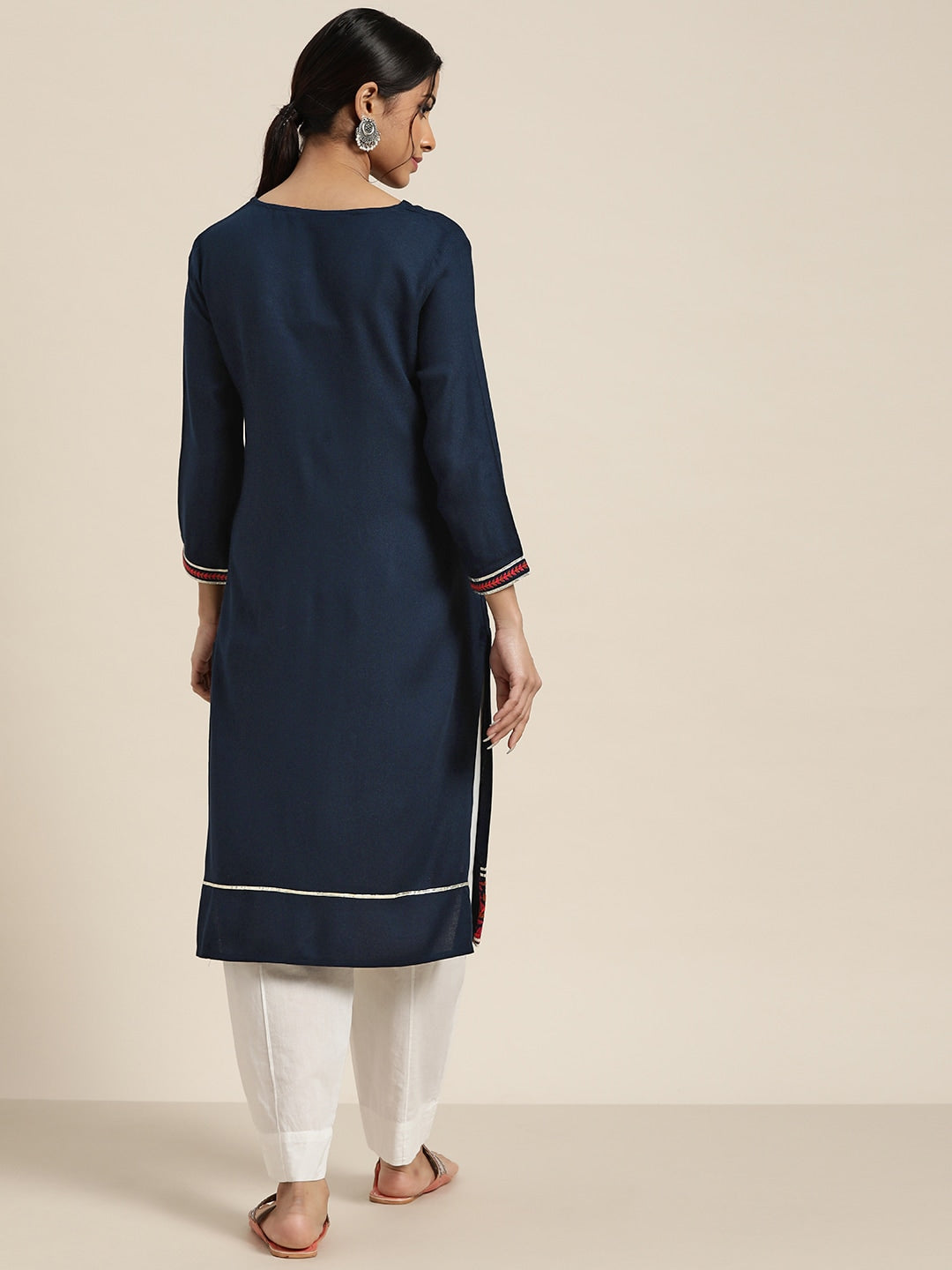 Sangria Women Blue Floral Kurta - Distacart