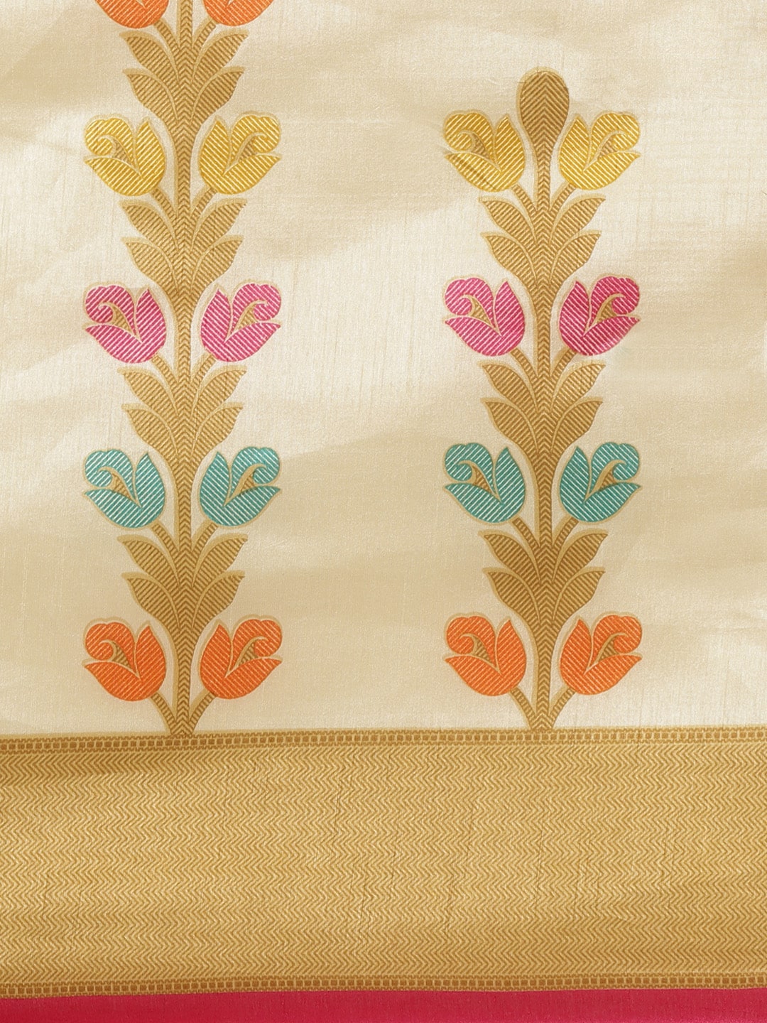 Saree Mall Beige & Pink Ethnic Motifs Print Saree - Distacart
