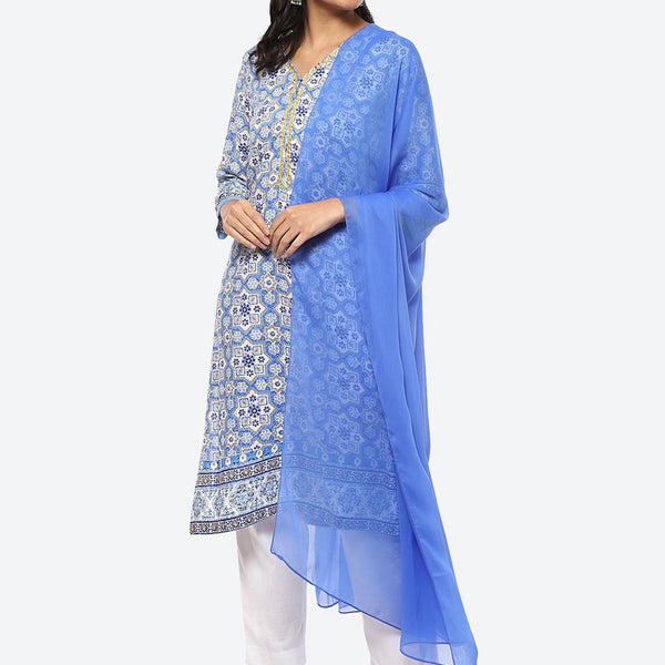 Biba Women Ethnic Motifs Printed Kurta With Trousers & Dupatta - Distacart