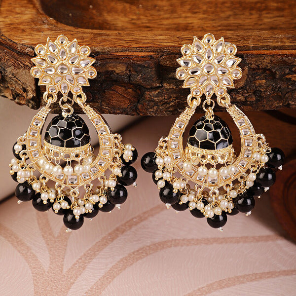Shining Diva Black Classic Chandbalis Earrings - Distacart