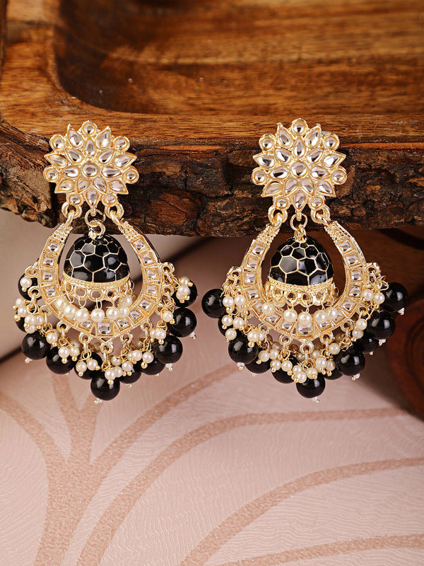 Shining Diva Black Classic Chandbalis Earrings - Distacart