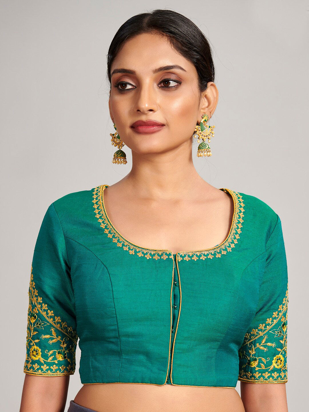 Mitera Lime Green Floral Woven Design Embroidered Silk Blend Saree - Distacart