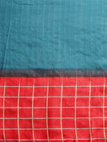 Thumbnail for Saree Mall Blue & Red Checked Bhagalpuri Saree - Distacart