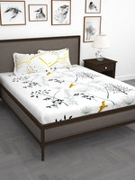 Thumbnail for Story@home White & Blue Floral King Bedsheet with 2 Pillow Covers - Distacart