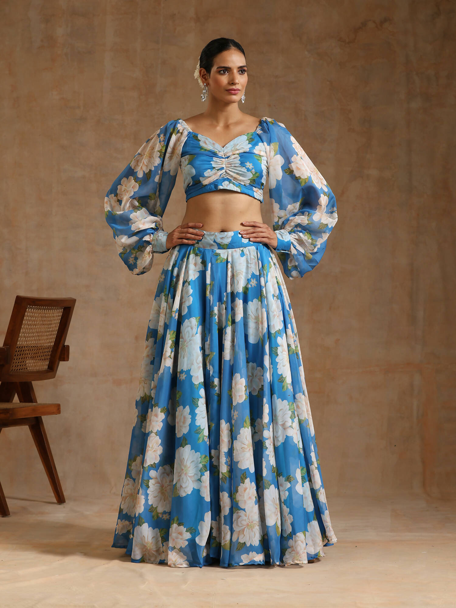 Pomcha Jaipur Blue Gul Fiza Lehenga Set - Distacart