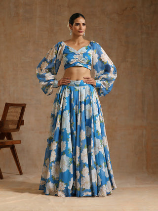 Pomcha Jaipur Blue Gul Fiza Lehenga Set - Distacart