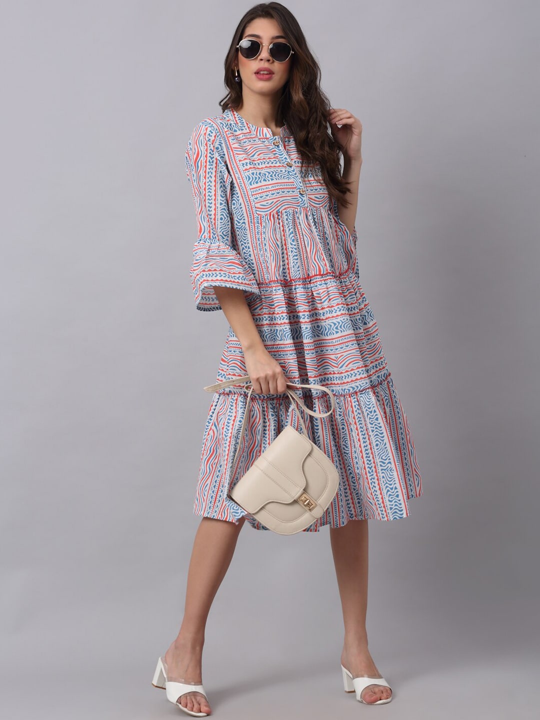 Kalini Women White Checked Flared Sleeves White Romance Anarkali Kurta - Distacart