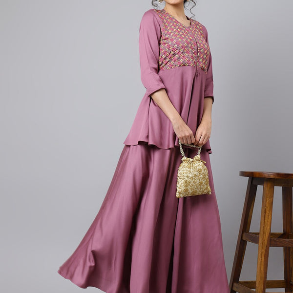 Khushal K Floral Embroidered Beads and Stones Top with Skirt - Distacart