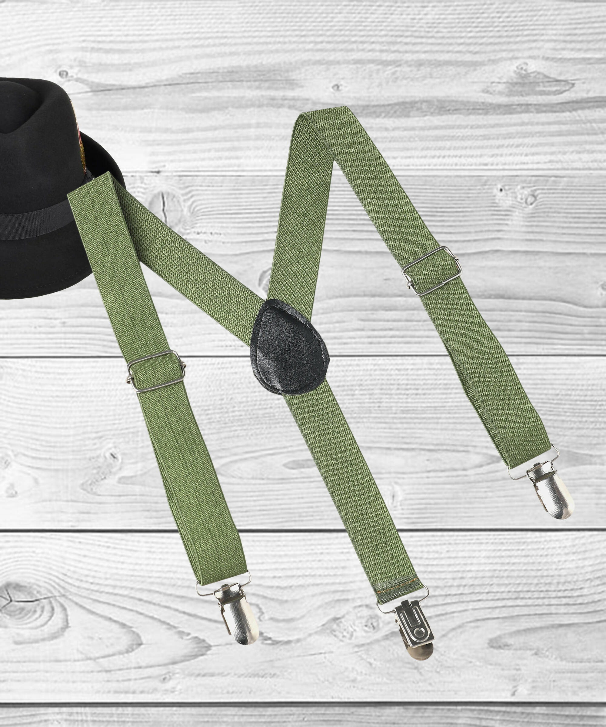 Manet Boys Solid Suspenders - Olive Green - Distacart