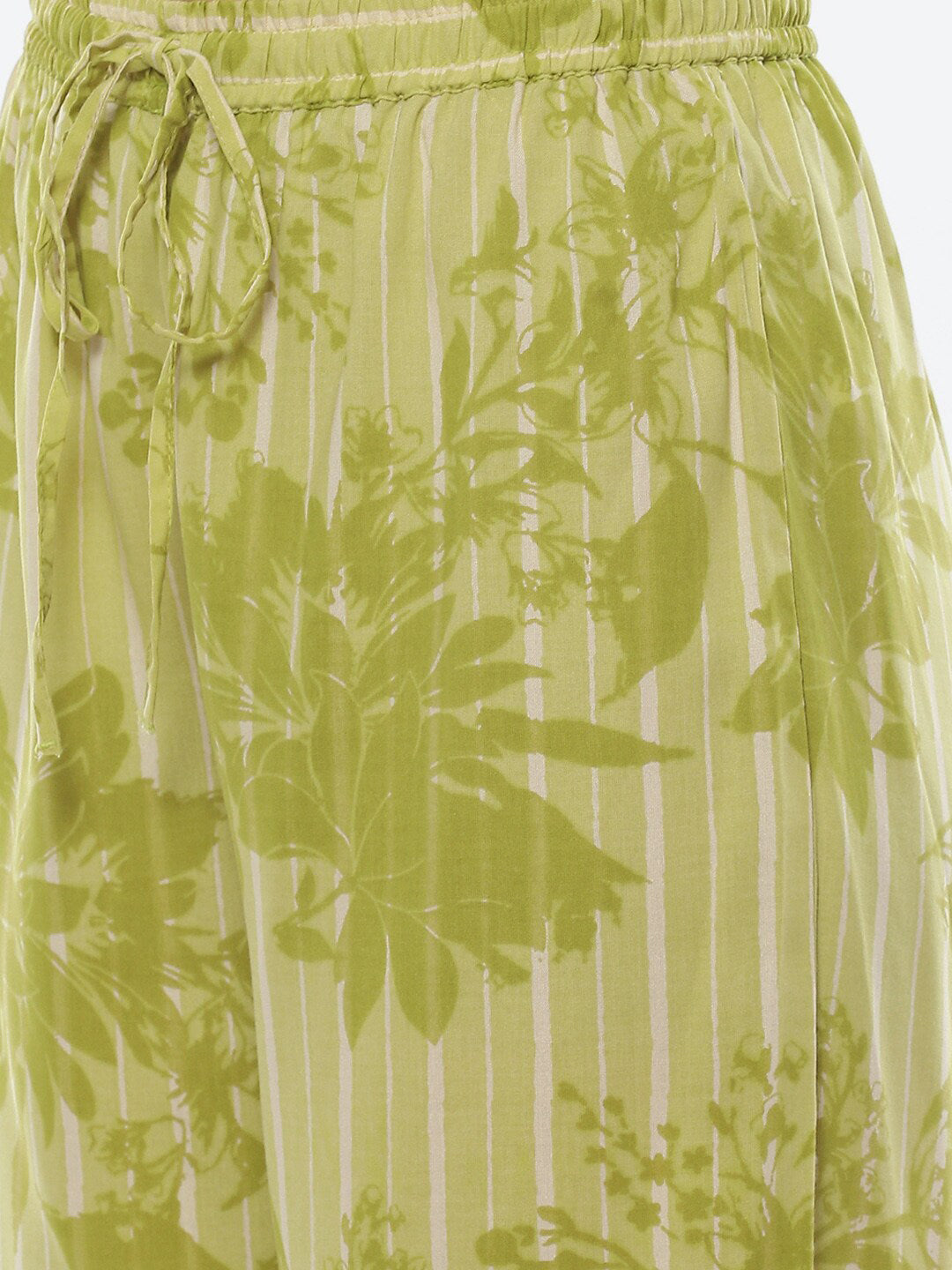 Biba Women Striped Pleated Kurta with Palazzos & Dupatta - Distacart