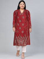 Thumbnail for Biba Women Brown Ethnic Motifs Embellished Kurta - Distacart