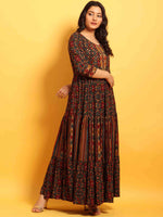 Thumbnail for Kalini Women Black & Green Geometric Embroidered Anarkali Kurta - Distacart