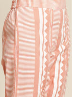 Thumbnail for Sangria Women Peach-Coloured & White Ethnic Printed Pure Cotton Kurta set - Distacart