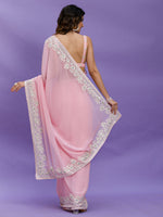 Thumbnail for Koskii Embroidered Sequinned Poly Georgette Saree - Distacart