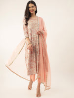 Thumbnail for Khushal K Floral Printed Thread Work Sequined Kurta with Palazzos & Dupatta - Distacart