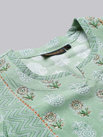 Thumbnail for Khushal K Floral Printed Notched Neck Beads and Stones Kurta With Palazzos & Dupatta - Distacart